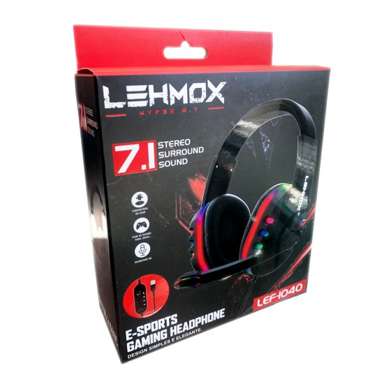 Headset Gamer 7.1 USB Com Microfone e Controlador Lehmox